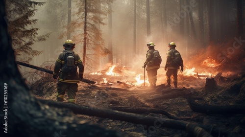 Brave firefighters battles raging forest blaze