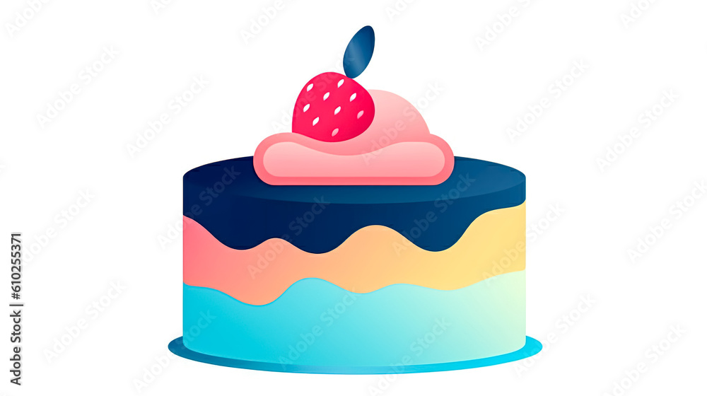 Cake decorated with cherries, logo design, generative AI.