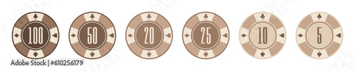 Photography Set of wooden poker chips with numbers