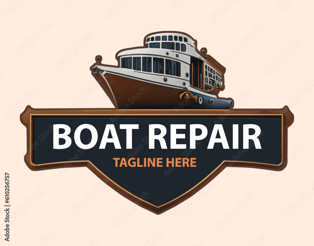 Obraz premium Boat Repair sign, Maintenance, Refurbishment logo.
