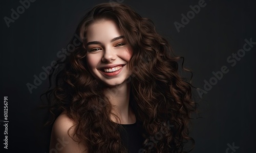 Stunning long-haired model beaming with laughter and beauty. Creating using generative AI tools