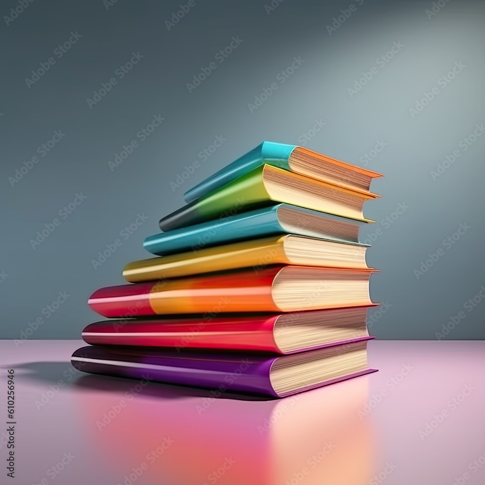 A cheerful collection of books in various hues brightens the space. Creating using generative AI tools A cheerful collection of books in various hues brightens the space. Creating using generative AI tools