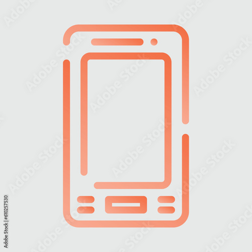 Mobile phone red colored line icon vector image