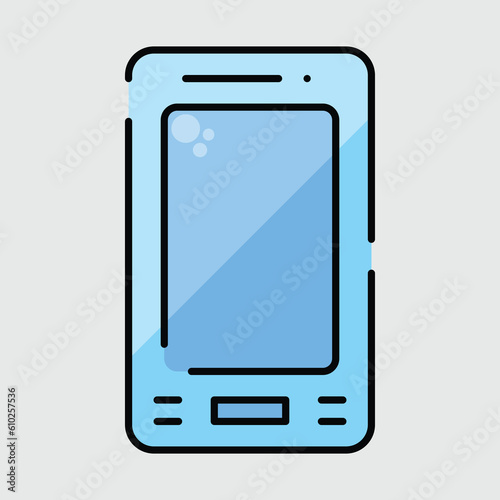Mobile phone blue colored with black stroke icon vector image
