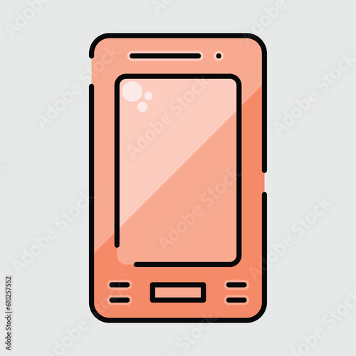 Mobile phone red colored with black stroke icon vector image
