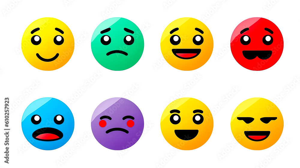 Fototapeta premium Multi-colored emoticons with different emotions, generative AI.