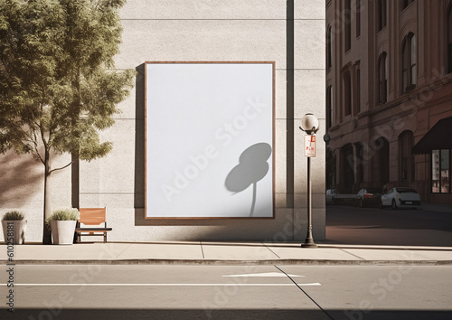 Canvas Print Blank billboard with copy space screen for your text message or promotional content, public information board on the street, advertising mock up outdoors, empty poster in urban setting