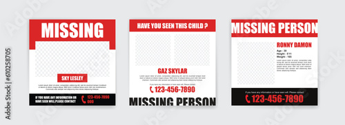 Social Media Post Template for Missing Person Search