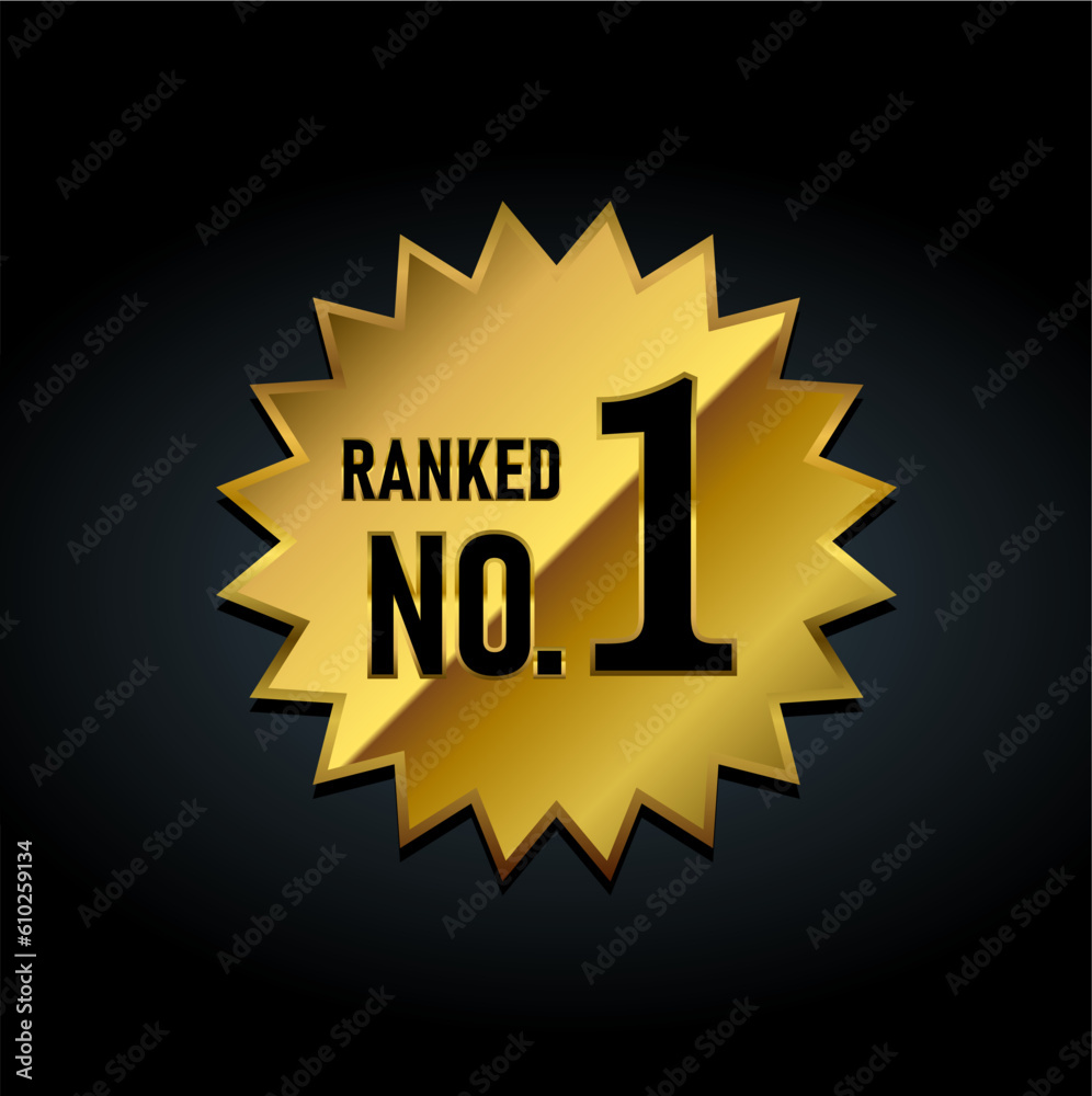 Naklejka premium Rankked NO.1 golden badge vector illustration