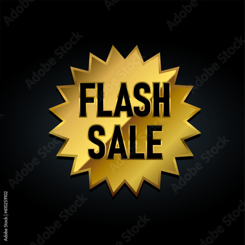 Flash sale gold badge vector illustration