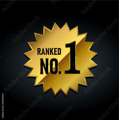 Rankked NO.1  golden badge vector illustration