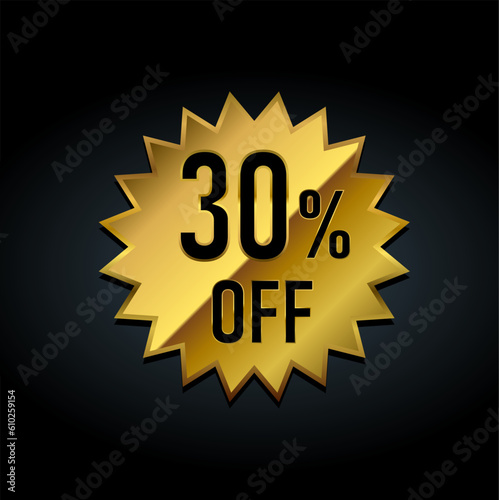 30% off golden badge vector illustration