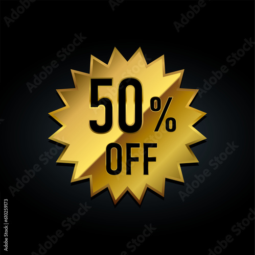 50% off golden badge vector illustration