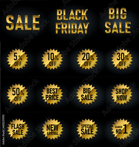 Gold sales icon vector illustration set