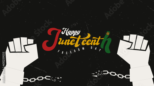 Happy Juneteenth Freedom Day.  Independence Day celebration of freedom concept. Poster design vector illustration.