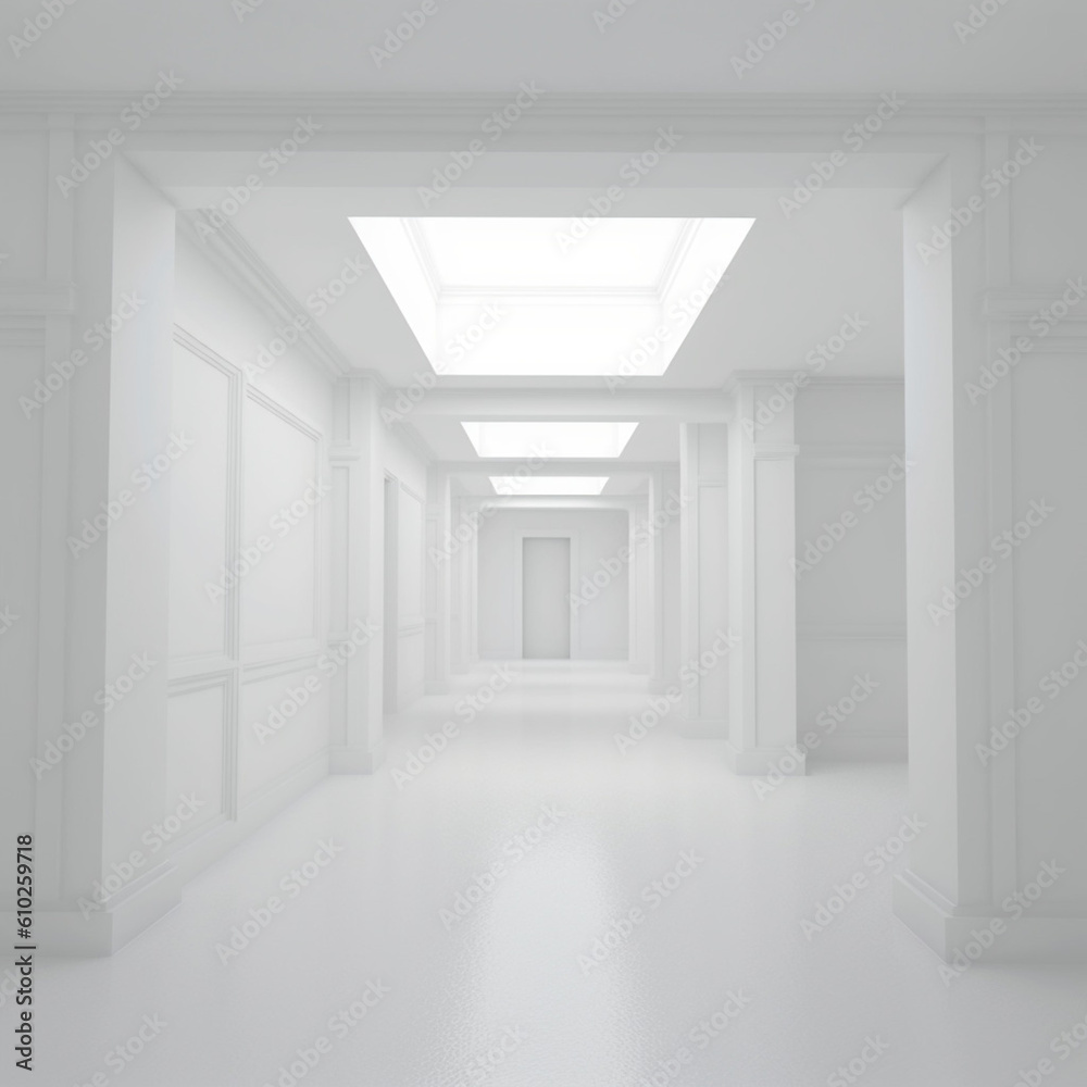 White empty room background abstract with window. Generative Ai. Modern architecture interior. White empty room background abstract with window. Generative Ai. Modern architecture interior.