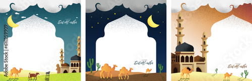 social media post template with eid al adha theme. Happy Eid Al-Adha