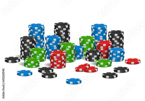 Poker chips on a white background. Vector illustration.