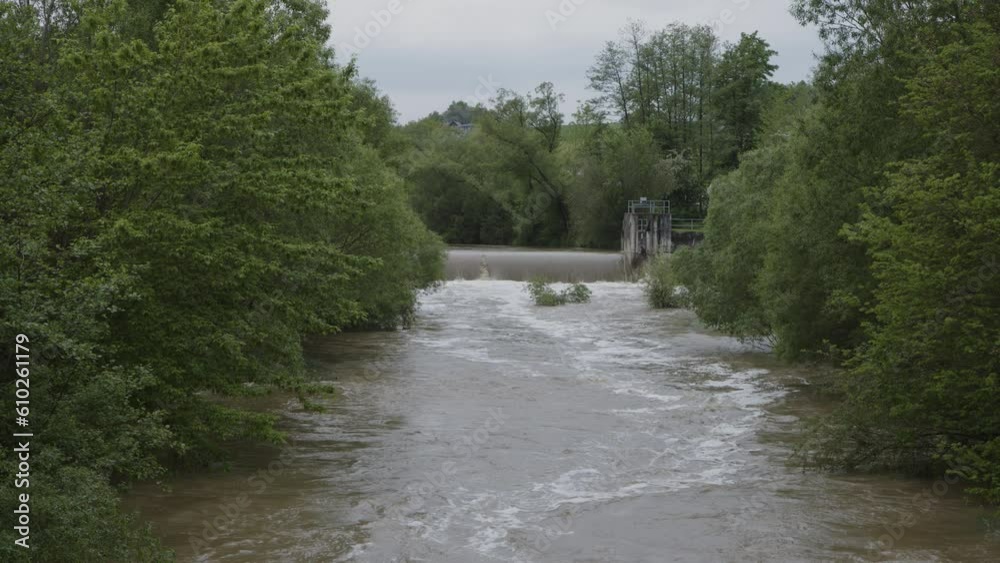 high tide at river in Austria high tide at river in Austria