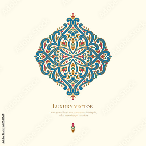 Luxury pattern on a white background. Vector mandala template. Golden design elements. Traditional Turkish, Indian motifs. Great for fabric and textile, wallpaper, packaging or any desired idea. 