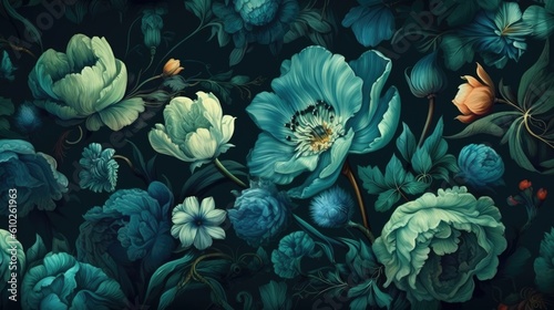 Flowers on blue background © Balerinastock