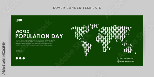 Vector illustration of World Population Day Facebook cover banner mockup Template