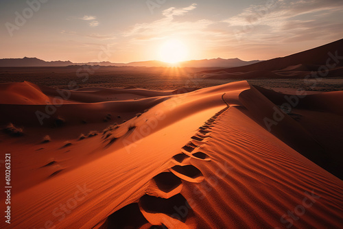 sunset in the desert. Generative Ai