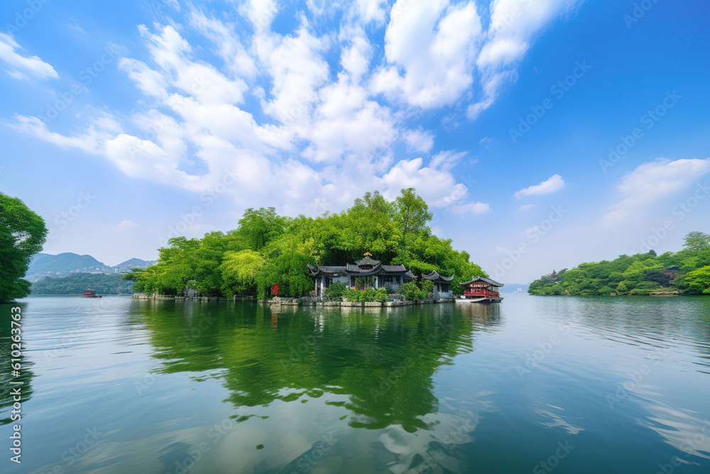 lake in the forest. Generative Ai lake in the forest. Generative Ai