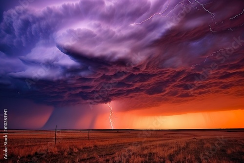 Dramatic Nature's Fury: Captivating Storm with Electrifying Lightning. Generative AI photo