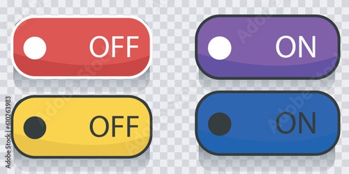 On and Off Toggle Button with Modern User Interface Device Letters vector collection