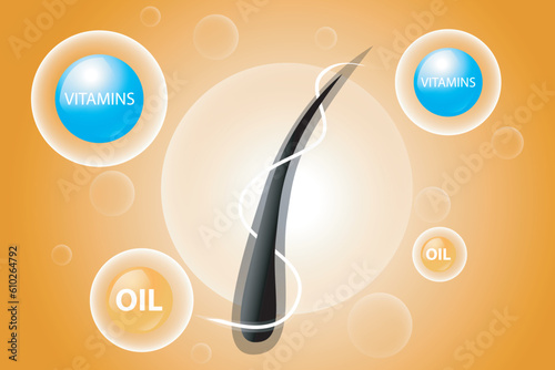 Hair care serum follicle diagnostics. Anatomy skin, medical human, epidermis layer, vector illustration design.