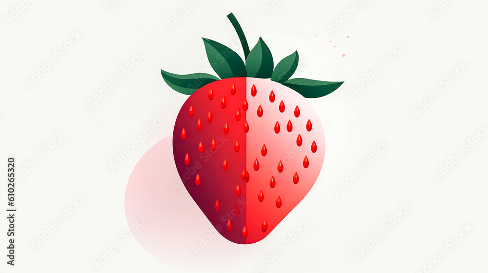 Red strawberry logo or icon, generative AI.