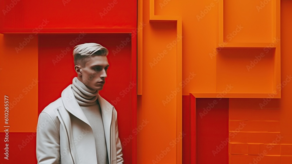 An illustration of a fashion portrait of a man combined with abstract art., AI Generated. An illustration of a fashion portrait of a man combined with abstract art., AI Generated.