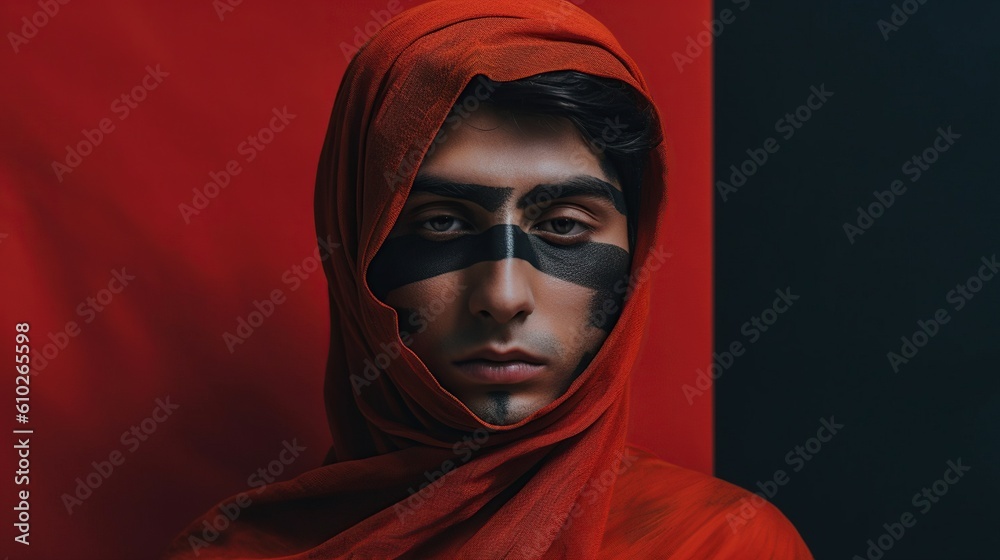 An illustration of a fashion portrait of a man combined with abstract art., AI Generated. An illustration of a fashion portrait of a man combined with abstract art., AI Generated.