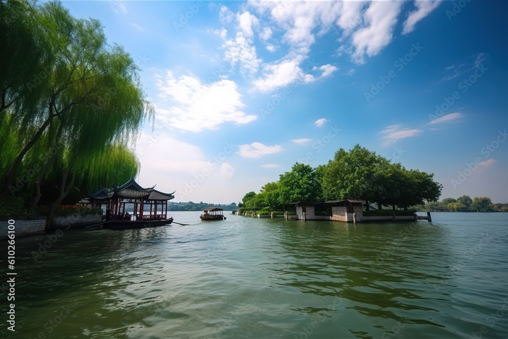 Obraz premium river in the park. Generative Ai