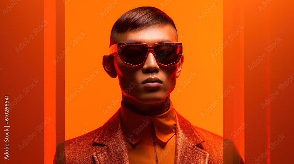 An illustration of a fashion portrait of a man combined with abstract art., AI Generated. An illustration of a fashion portrait of a man combined with abstract art., AI Generated.