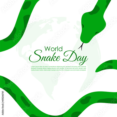Vector illustration of World Snake Day 16 July social media story feed mockup template