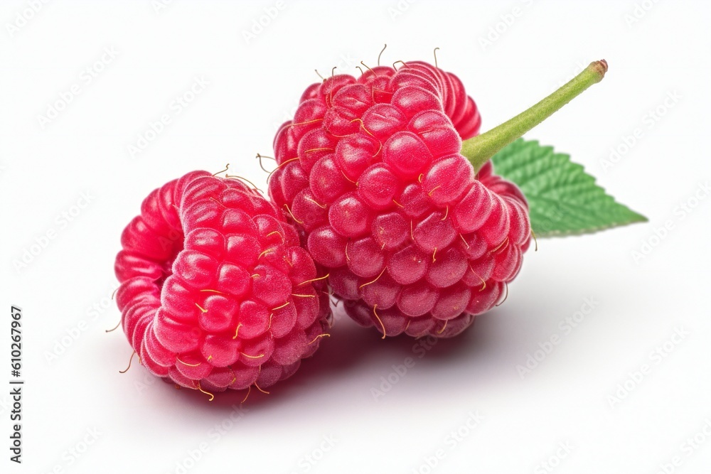 High Detail Fresh Raspberry with Water Drops isolated on White Background Generative AI High Detail Fresh Raspberry with Water Drops isolated on White Background Generative AI