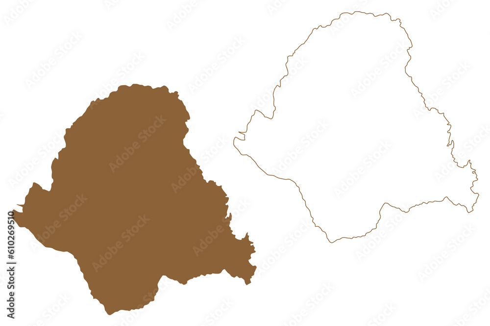 Fototapeta premium Voitsberg district (Republic of Austria or Österreich, Styria, Steiermark or Štajerska state) map vector illustration, scribble sketch Bezirk Voitsberg map