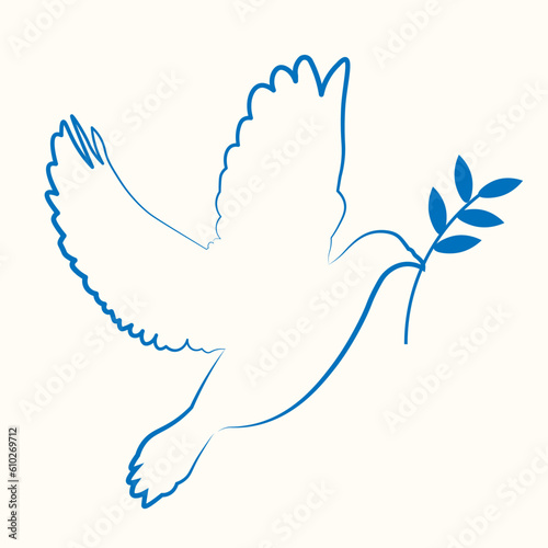 Vector dove of peace in sillhouette style on white background