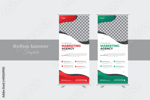 Business Roll Up Banner stand vector creative design. Sale banner stand or flag design layout. 