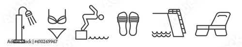icon set bathing togs and baths - vector illustration