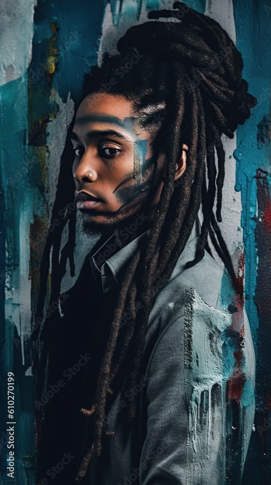 An illustration of a fashion portrait of a man combined with abstract art., AI Generated. An illustration of a fashion portrait of a man combined with abstract art., AI Generated.