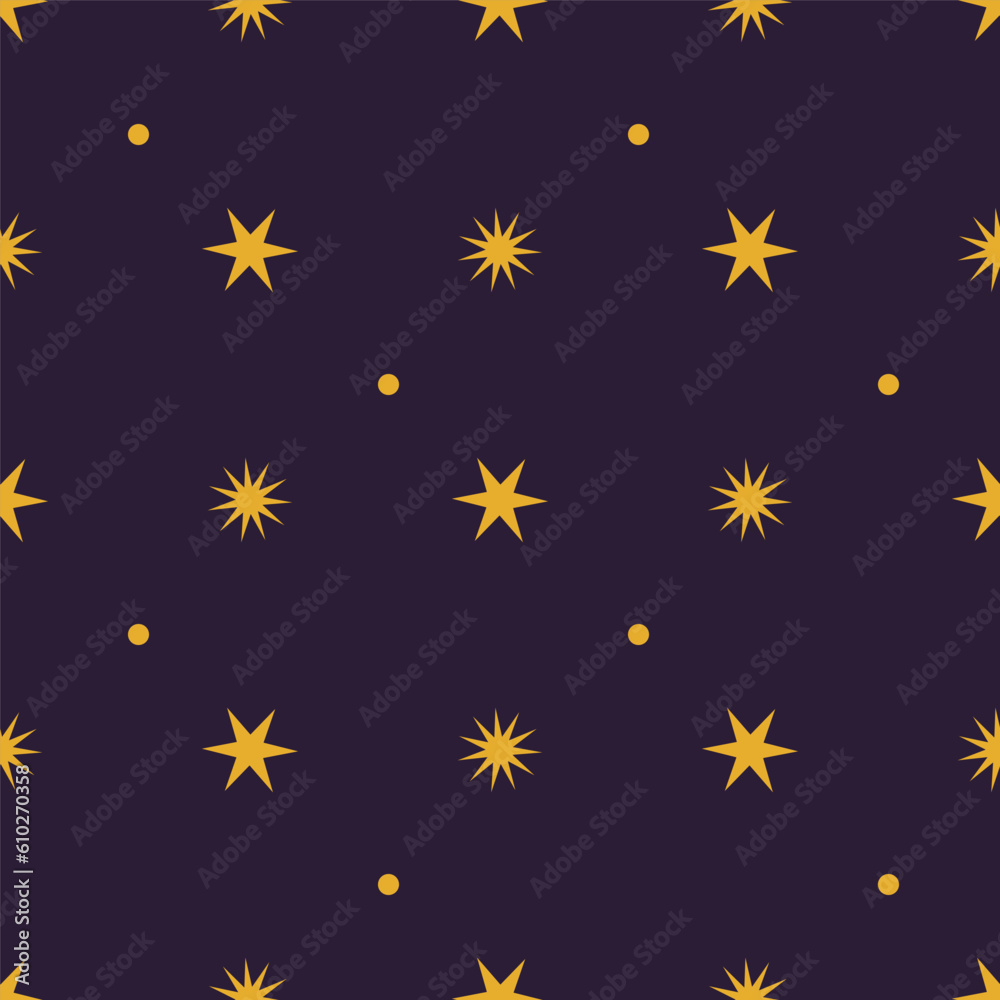 Seamless pattern with yellow stars on dark blue background Seamless pattern with yellow stars on dark blue background