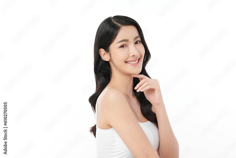 Beautiful young asian woman with clean fresh skin on white background, Face care, Facial treatment, Cosmetology, beauty and spa, Asian women portrait. Beautiful young asian woman with clean fresh skin on white background, Face care, Facial treatment, Cosmetology, beauty and spa, Asian women portrait.