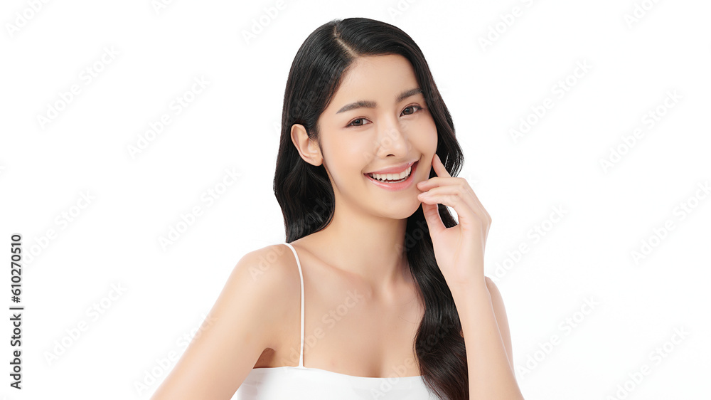 Beautiful young asian woman with clean fresh skin on white background, Face care, Facial treatment, Cosmetology, beauty and spa, Asian women portrait. Beautiful young asian woman with clean fresh skin on white background, Face care, Facial treatment, Cosmetology, beauty and spa, Asian women portrait.