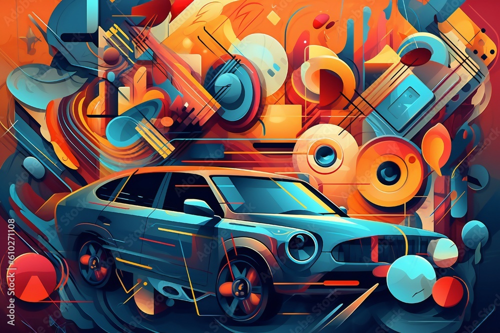 Obraz premium Abstract Car Repair or Restoration Artwork Generative AI