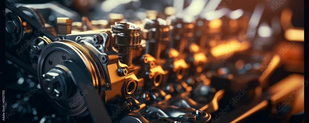 Fototapeta premium Car Engine Background Abstract Car Repair or Restoration Artwork Generative AI