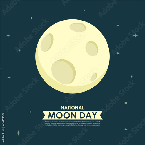 Vector illustration of National Moon Day social media story feed mockup template