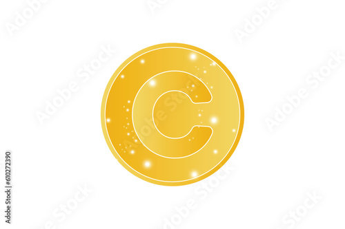 letter c gold stylish logo design template